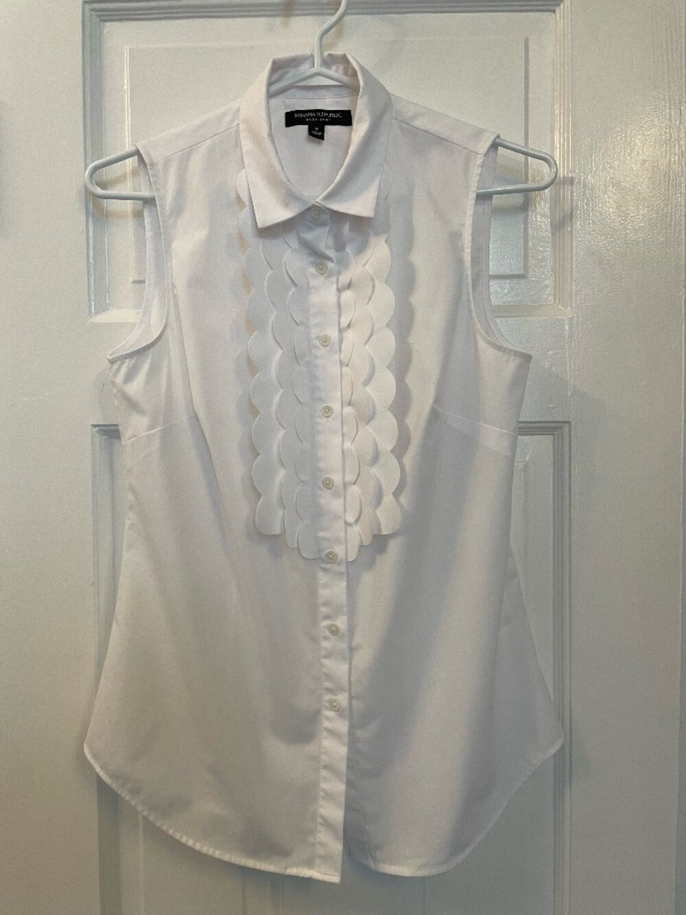 Banana Republic Riley Tailored Sleeveless Dress Shirt White Size 2